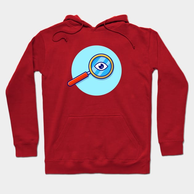 Magnifying Glass Cartoon Vector Icon Illustration Hoodie by Catalyst Labs